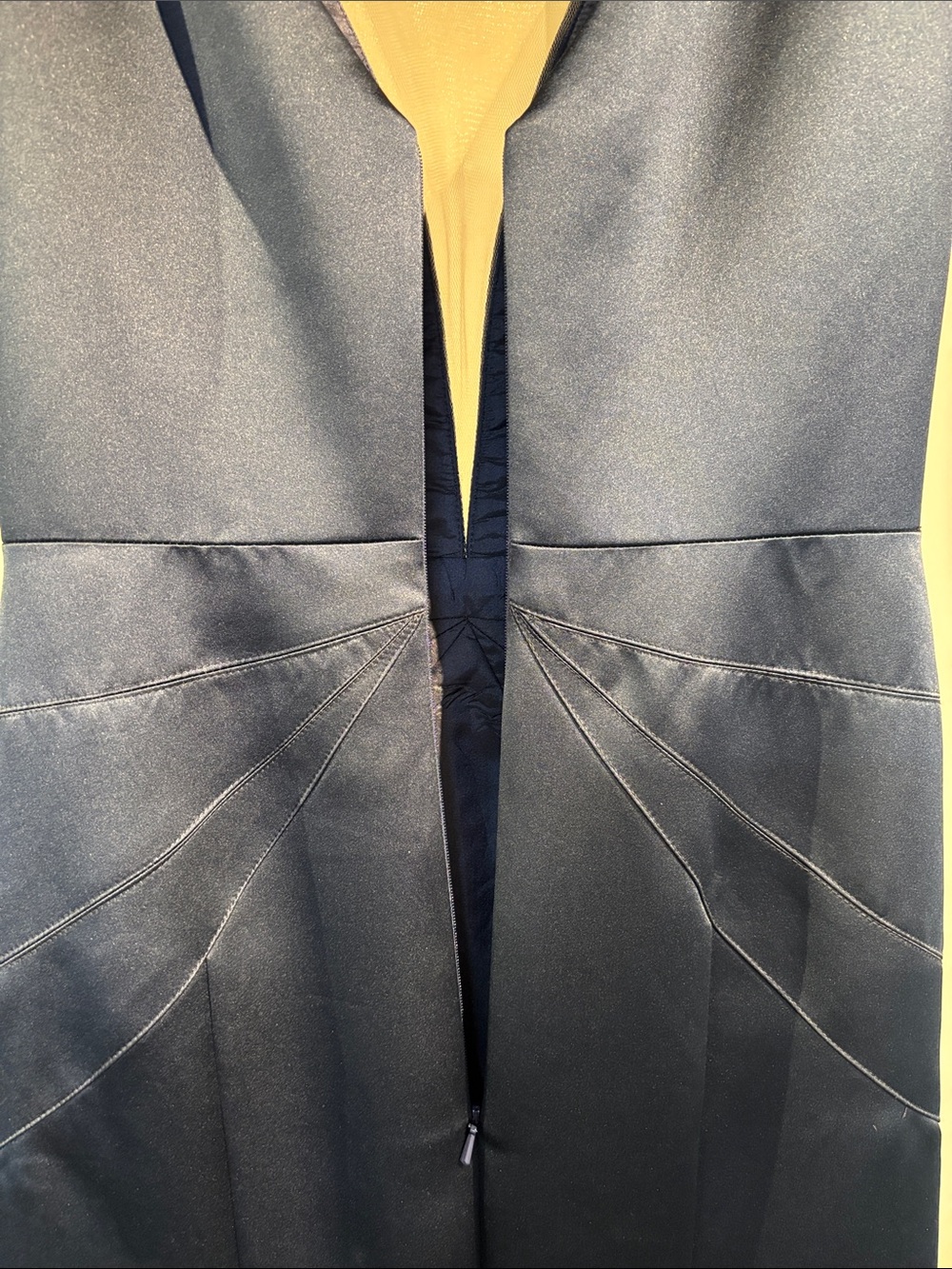 Ashley Lauren 1183 Navy Satin V-Neck Evening Gown - Picture 7 of 10